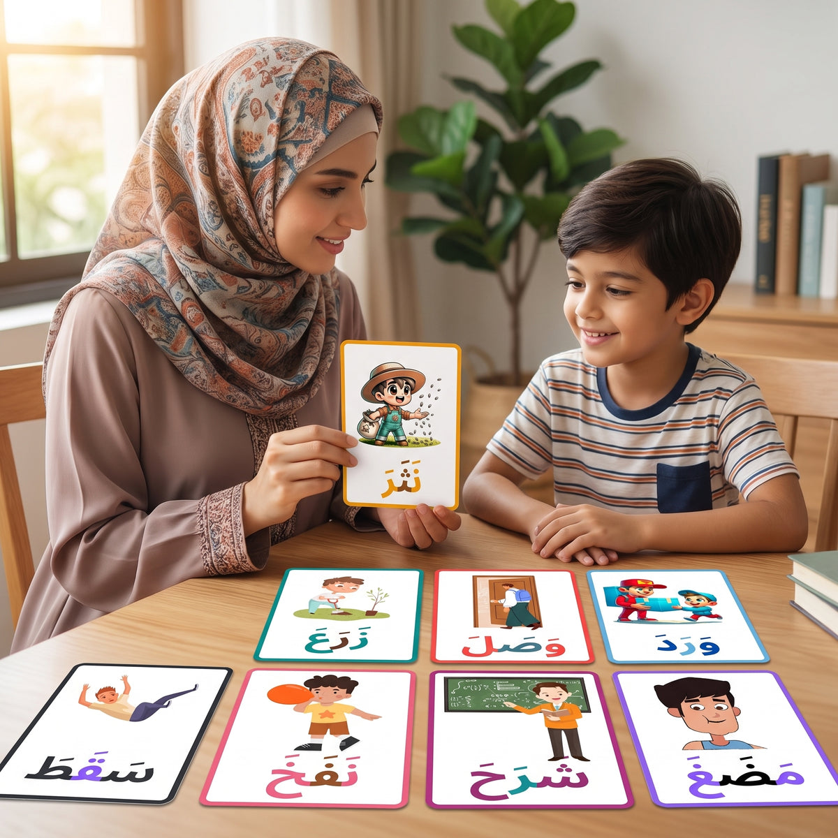 160 Printable Arabic Flashcards: Simple 3-Letter Verbs with Fatha for Kids Learning